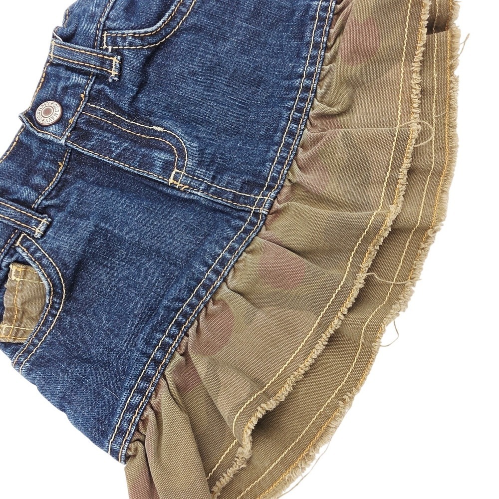 Old Navy Girls‎ Skirt  Blue Denim Camo Ruffle Mini Adjustable Waist Size 3T Y2K - Picture 2 of 6